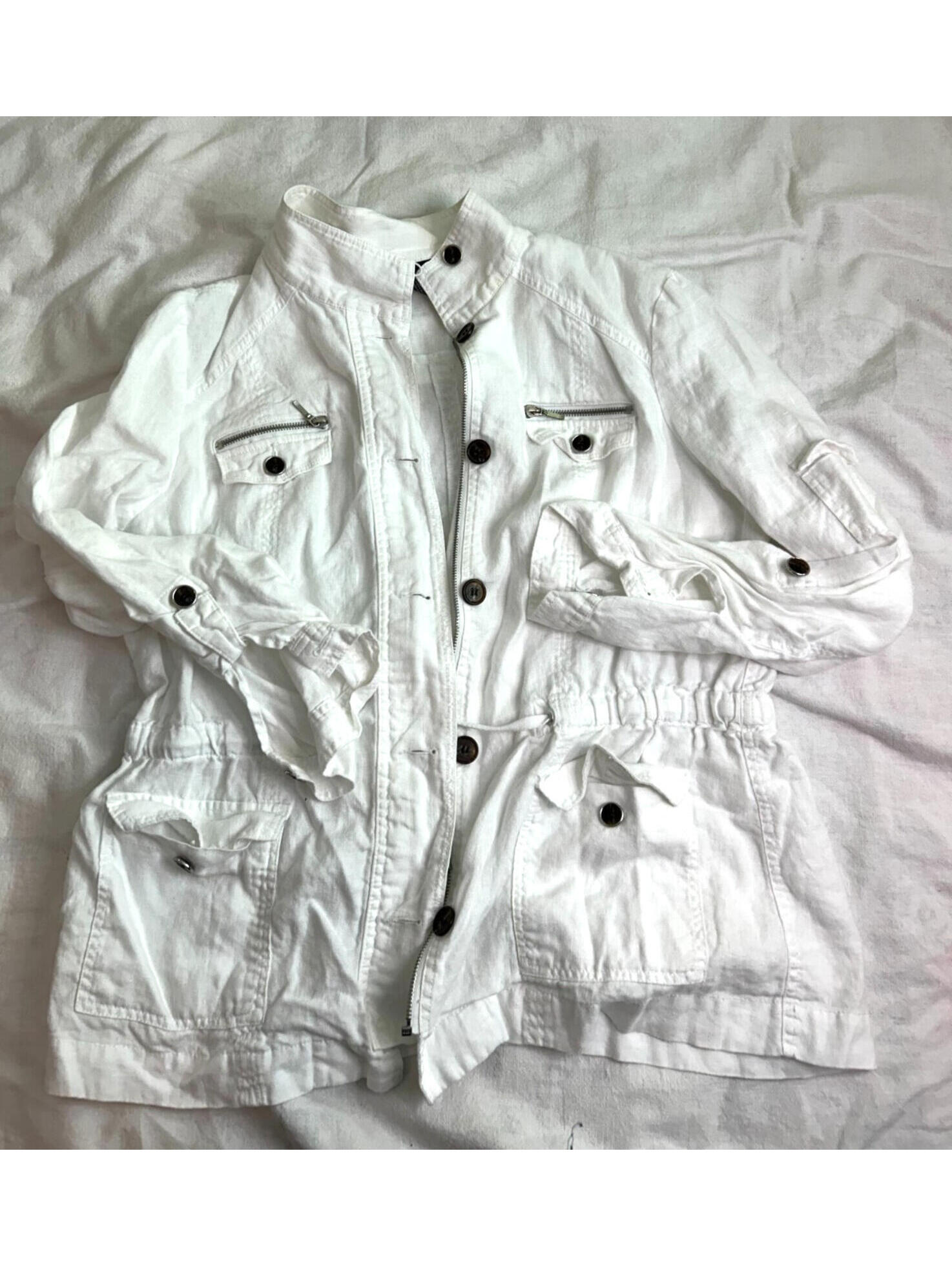 Inc International Concepts White Linen Utility Jacket Women's Size Xxl